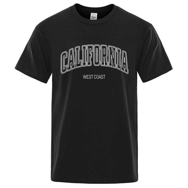 T-shirt maschile California West Coast Strt Tops Tops Men Hip Hop T Vestite Scheda estate T-shirt Tshirt di cotone H240429