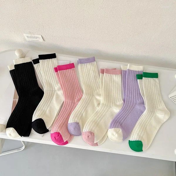 Women Socken 1pairs Modefrau Harajuku Soft Süßigkeiten Farbe passen passender süßer klassischer Retro Buntes Socken