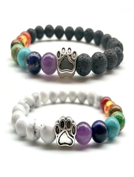 Pulseira de charme para cães de gato de gato 7 chakra bracelete de lava negra natural, homem, homem casal jóias criativas presentes de jóias12360505