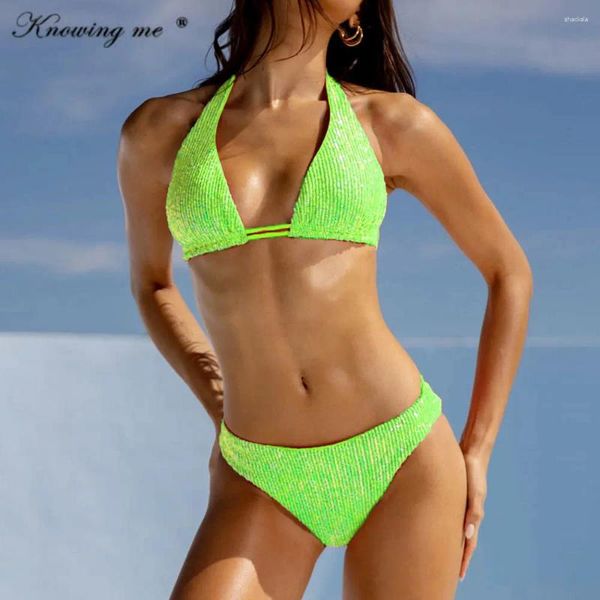 Set di bikini set di paillettes da bagno da donna sexy sexy colore solido donna bikinis brasiliano costume da bagno brasiliano abiti da bagno per la spiaggia