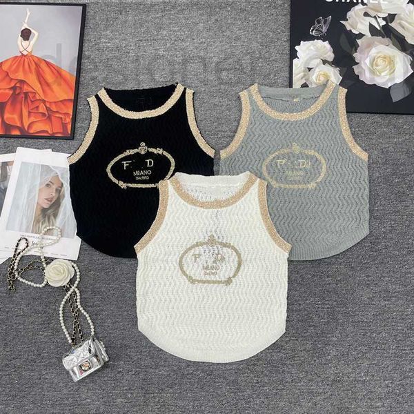 Camisoles Tanks Designer Luxus 24 Frühlings-/Sommerschnitt Gold Seiden Stickbuchstaben Kontrast Farbe Stricktop für Frauen D77W