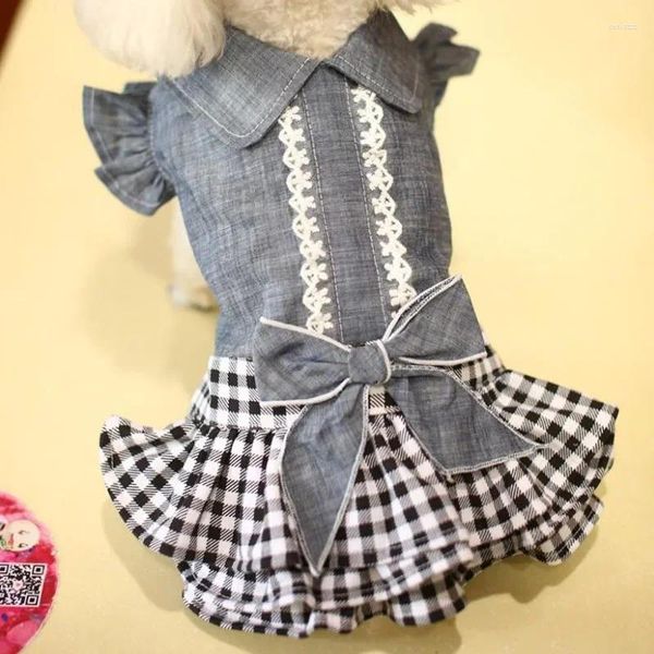 Gonna in denim abbigliamento per cani per piccoli e grandi cani gatti principessa cucciolo tutu papioncino chihuahua vestiti per il tempo libero