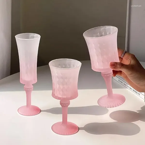 Бокалы для вина креативные шампанские чашка розовая тиснена