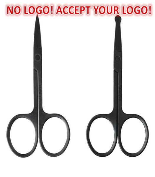 Black Stonless Hair Scissors sobrancelhas Narize Barba de tesoura de tesoura Belasia de beleza Aceite seu logotipo Printing8342082