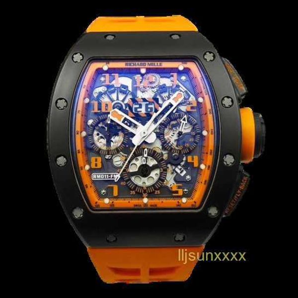 Designer mechanische Uhren Luxus -Herren Uhren Sportwachen Serie RM 011 Orange Keramik in limitierter Auflage Herren Mode Freizeitsport Mechanical Watch