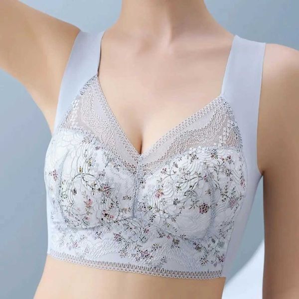 Bras Sexy Floral Thin Thin Line Back Lingelie Push Up Bra Pixed Cup Большой грудь с небольшим размером бесшовным жилетом дышащим нижним бельем Y240426