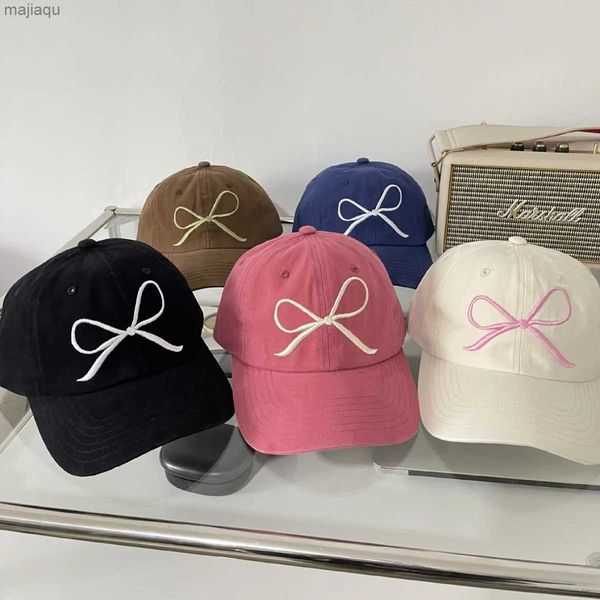 Caps Hats Korean Instagrams Neue süße und niedliche Sonnenschutzhut Entenzunge Hut für Frauen Frühling/Sommer mit dem gleichen Bogen Baseball Capl240429