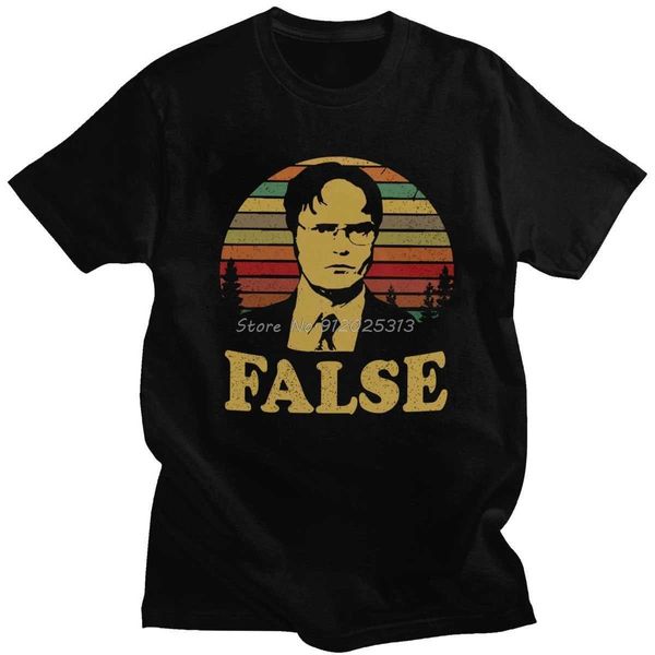 Erkek tişörtleri moda ofis tv dizisi t-shirt dwight schrute false t shirt erkekler kısa slve vintage grafik tshirt saf pamuk t hediye t240425