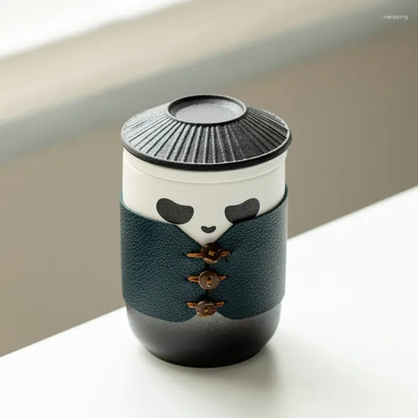 Canecas Panda Quik Cup portátil Viagem Conjunto de chá de armazenamento Copos de cerâmica