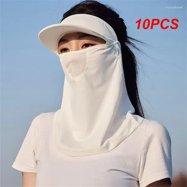 Bandanas 10pcs Sonnenschutzmale weibliche Visier UV -Schutz Augenwinkel Abdeckung Vollge Gesicht Nylon Seiden Sommer Dünnem Schatten