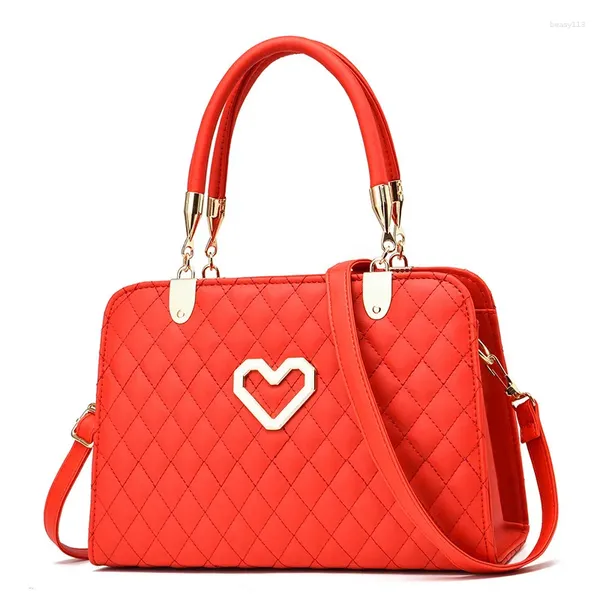 Bolsas de ombro Bolsas de marca 2024 Trendy Ladies Bag Fashion Rhombus Portátil Big Red Wedding Bridal estereotipado