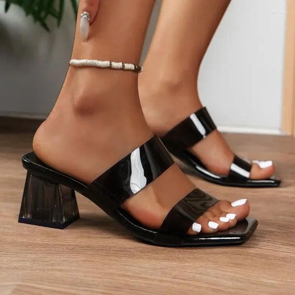 Hausschuhe Sommer Frauen Pumpen Sandalen PVC Gelee Open Toe Niedrige Absätze transparente Perspexschuhe Ferse klar