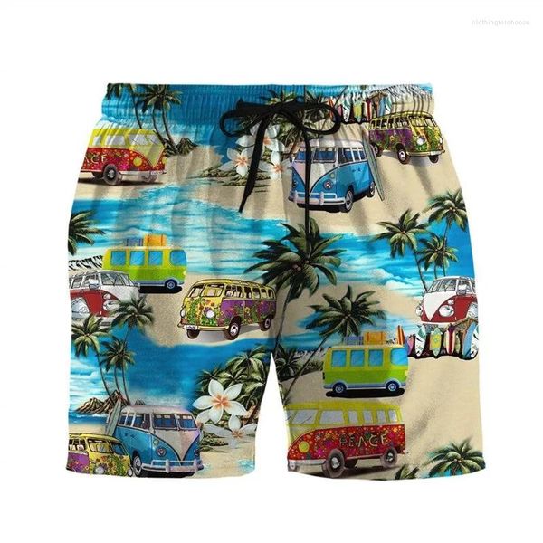 Pantaloncini da uomo dipinto di spiaggia tropicale dipinti 3d uomini pantaloni corti hawaiani fantastici tronchi da nuoto estate bacchette per bambini surf tavolo da spiaggia