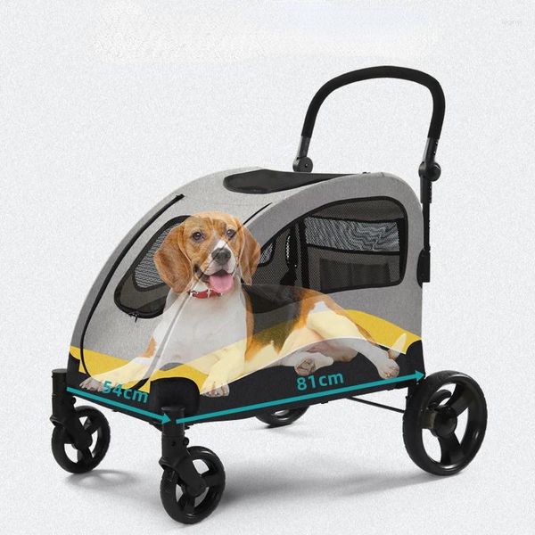 Carriere per cani grandi carrello per animali domestici leggero con passeggino gatto pieghevole della porta anteriore e posteriore Cuscinetto da 60 kg di passeggini da passeggio da 60 kg