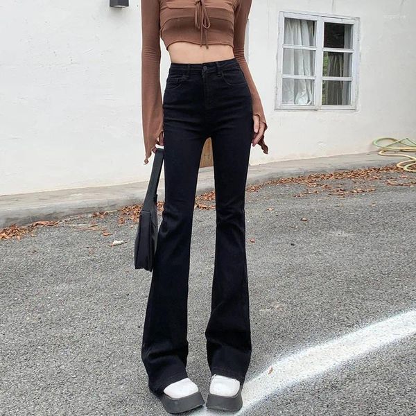 Herren Jeans Frauen mit geradlinigem Mikro-Hufeisen ausgestattet Hosen hoher T-T-T-T-T-T-T-Hose Hight-Thaist Slim Stretch Black Long Retro Style Hellfarbene zierliche Y2K