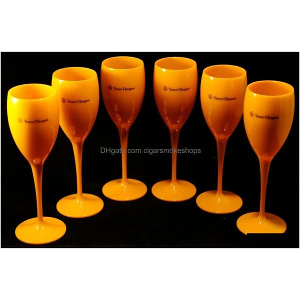 Copos de vinho 6 x champanhe laranja flautas novas festas e piqueniques acrílico xícaras inquebráveis entrega de garden home jardim cozinha, jantar ba dhllh