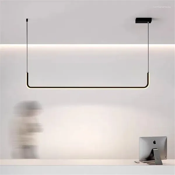 Avizeler uzun avize ışık modern asılı minimalist lambalar çubuk yaratıcı stüdyo lambası led şerit yemek odası mutfak adası