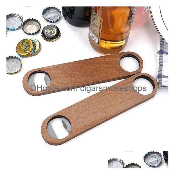 Opener Big Wood Griff Barkeeper Flaschenöffner Wein Bier Soda Glass Cap Kitchen Bar Werkzeuge Fabrik Großhandel Drop Lieferung Hausgarten DHZup