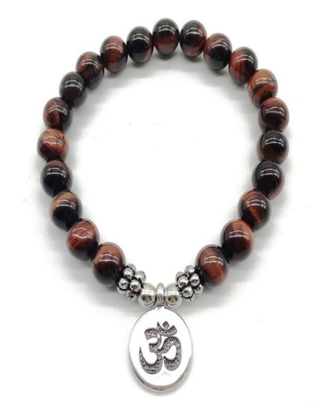 SN1190 Fashion Mens OHM Bracciale Naturale Red Tiger Eye Bracciale Vintage Design Yogi Balance Bracciale Whole7447175