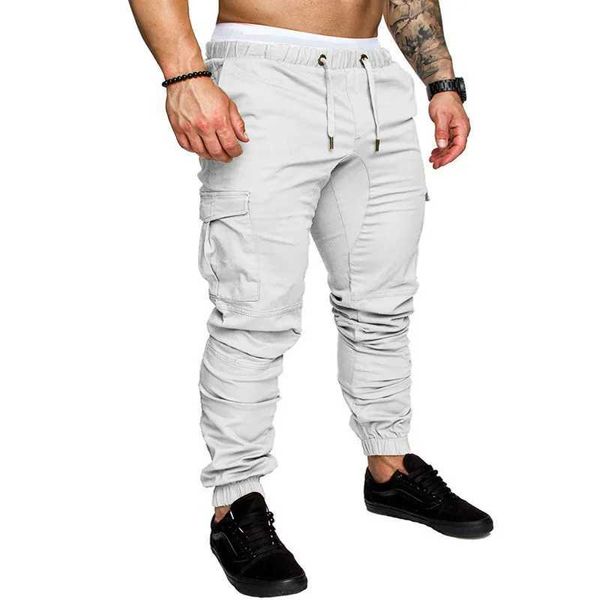 Calças masculinas 2023 bens masculinos usando calças casuais com vários bolsos masculinos calças de calça de calça apertada