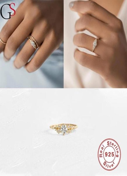 Ringos de cluster GS 925 STERLING SLATER DIAMOND Diamond Snowdrift Ring requintado elegante Allmatch Foth Fashion for Women Fine Fine Jewelry ACCE44897257