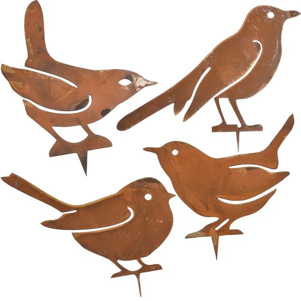 4 pezzi Rusty Metal Birds Decor Outdoor Garden Home Yard Lawn Phiming Pond Polsina Silhouette Figure di ornamento decorativo 240419