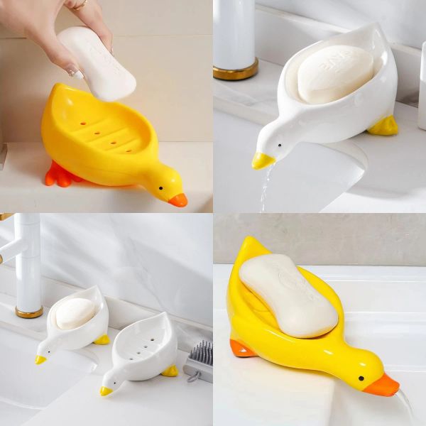 Piatti da 1 pc a forma gialla a forma di sapone con cartone animato piatto di sapone drenabile piatto di sapone sapone per bidoni del bagno per accessori per bagno vassoio per accessori per bagno
