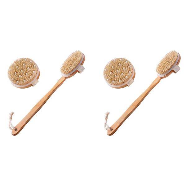 Trockenbürste Körperbürste Set aus 4 trockene Haut Peeling Pinselgriff Rückenpeeling für Duschpinsel für Cellulite 240418