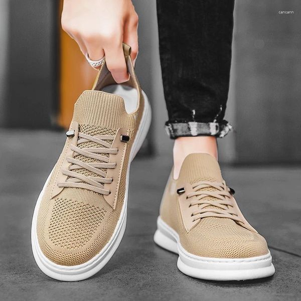 Sapatos casuais 2024 Summer tecido respirável tábua baixa moda moda plana masculina esportes