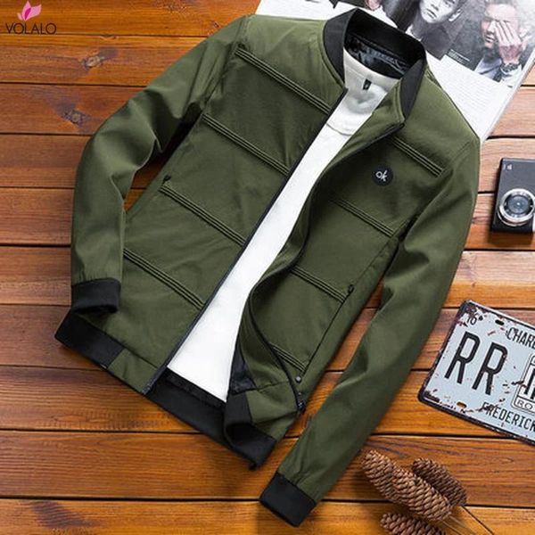 Jackets masculinos Volalo 2024 Casual Casual Fashion Men Jacket Bomber Hip Hop Patch Designs Slim Fit Pilot 4xl