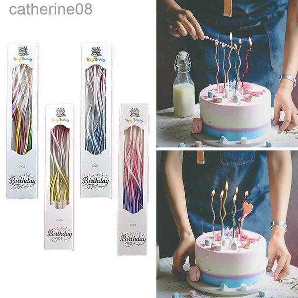 Candele curva thread arcobaleno candele per bambini tassa di buon compleanno decorazione per feste di dvorivo per torta di compleanno torta di candele topper d240429