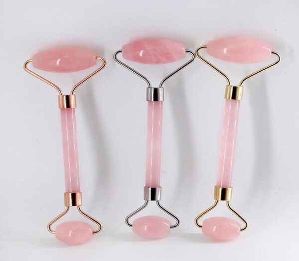 JD003 Rose Quartz Roller Double Head Pink Jade Roller Massager Massager сваренный металл с подарочной коробкой и платой Guasha1097035