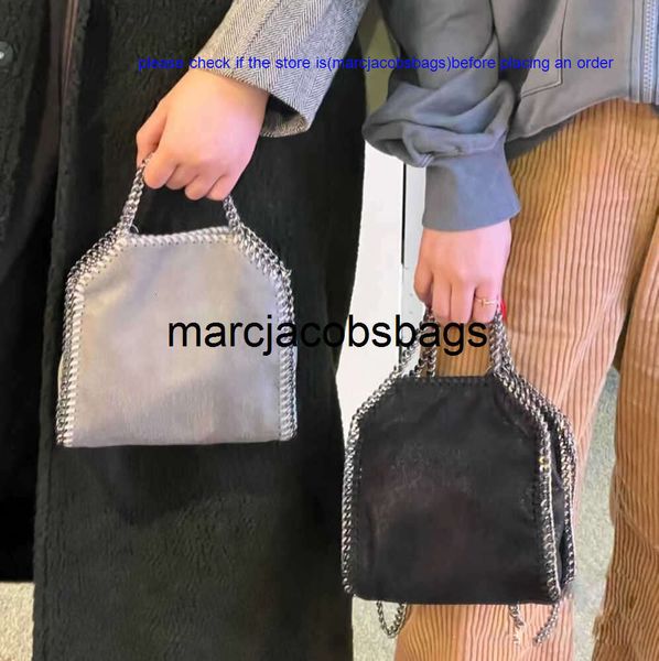 Stella McCartney Bag Mini Tote Falabella Bag Woman Metallic Sliver Black Shopping Shop