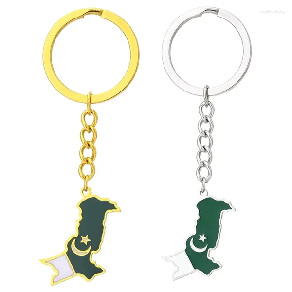 Chaves de chaves de coloração de ouro/prata Keychain Pakistan forma os principais anéis étnicos MAPS CHAYRINGS ACESSÓRIO