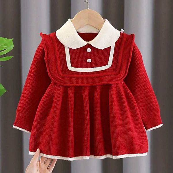 Mädchenkleider Neue Herbst Winter Baby Girls Strickpullover Kleid Prinzessin Elegante Kleinkind Kinder warme Kleider Kinder Kinder Weihnachtskleidung