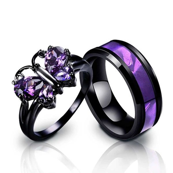 Anelli da nozze Fashion Elegant Ladies Burnfly Anelli e anelli d'acciaio Anelli da coppia Mens Rens Rings