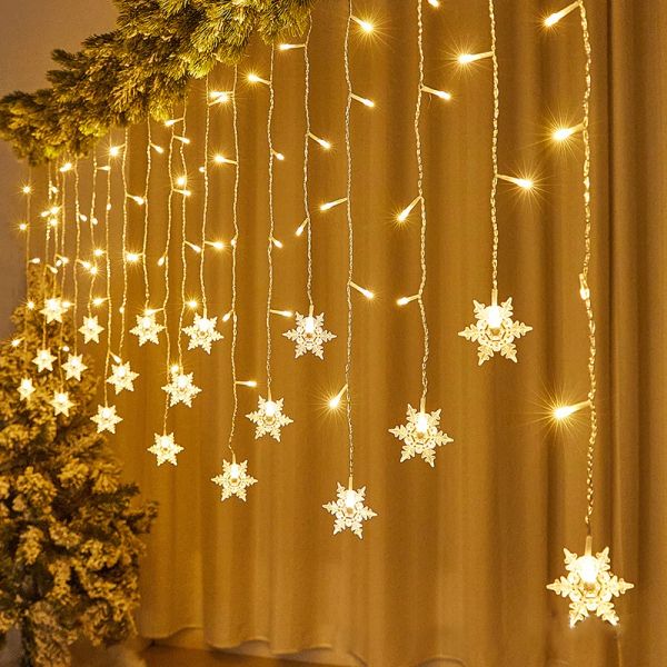 Decorazioni Luce di Natale 3,8 m LED Flif Fliffiettana Garland Fira luci a corde all'aperto per la casa per la casa Decorazione di Capodanno