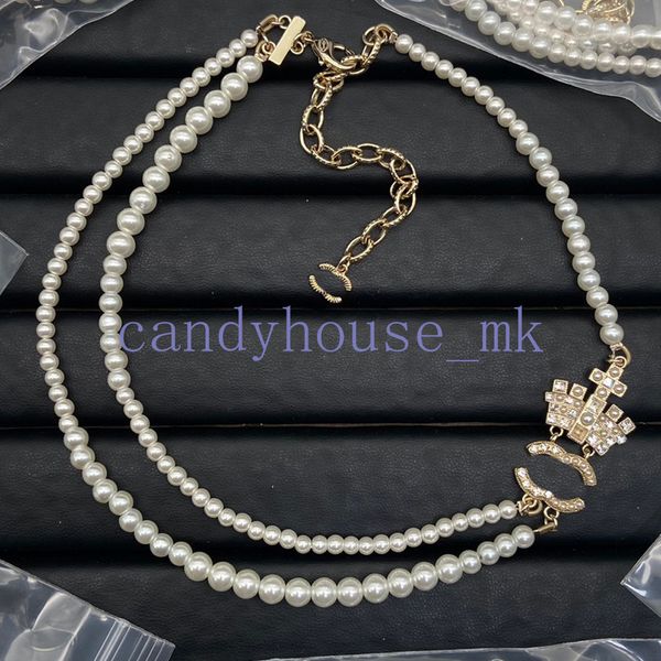 Trend Necklace Designer Pendant Diamond collane Diamante Catene perla 18K Lettera di marca in rame placcata per uomini Pendenti per uomini Gioielli di alta qualità