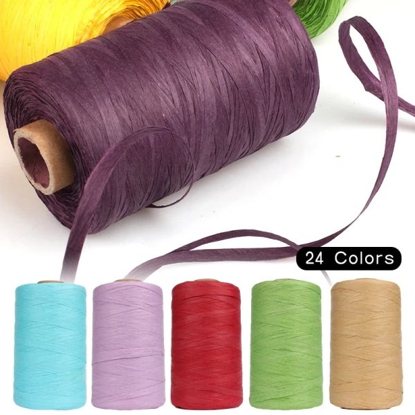 Caligrafia 280300 metri Filati Rafia per maglieria a mano Summer RAFIA Pagning Cappelli borse in filo all'uncinetto Filetto con filato a maglia artigianale a mano 24 colori