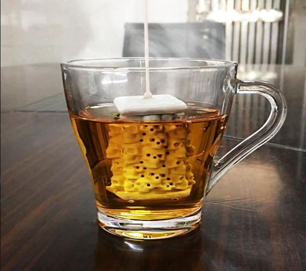Skull Tower Silicone Tea Infuser Folha solta Filtro de chá fofa FDA LFGB Standor Creative Tea Sagt Filter Utensils5914517