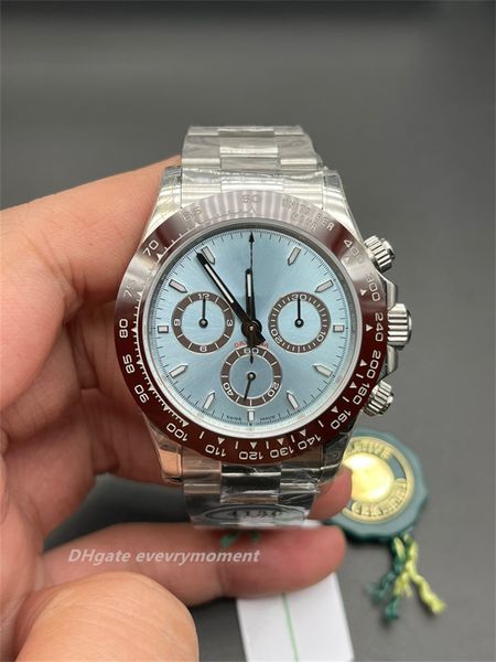 Relógios masculinos relógios mecânicos automáticos 116506 Cal.4130 Movimento 904L Dubai gelo azul brilho de glow sapphire cerâmica aço inoxidável pulseira de pulseira de pulseira relógios de pulso
