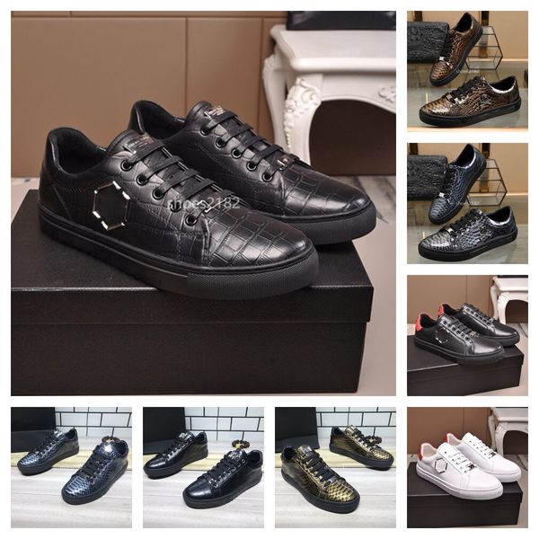 Designer de luxo Philip Plain Scarpe Brand Classic Fashion Shoes Series Top Quality Nova Runner Treinners Leather Metal Plein Skulls PP Pattern Board Sneakers