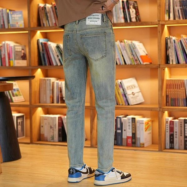 Jeans maschile 2024 American lavati retrò slim fit leggero piccolo tratto dritto all-match street pantaloni