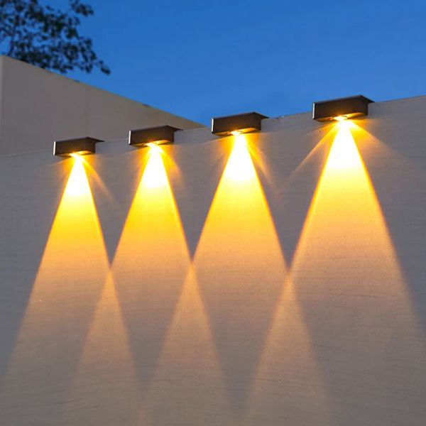 Decorações Lâmpada de lavagem solar de parede solar à prova d'água Led de parede LED LED Lâmpada Lâmpada Decorativa de Varanda Jardim