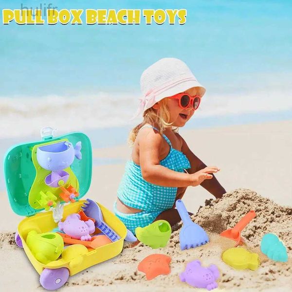 Sand Play Water Fun Children Mini Portable Beach Sand Set con carrello Giochi esterni per estate Giochi da spiaggia Giochi per bambini Toddlers Boys Girls D240429