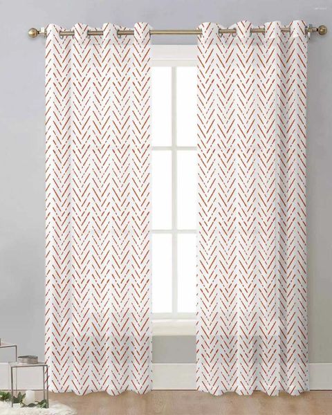 Cortina Arte moderna Textura minimalista de linha Caramelo Orange Voile Treation Drapes Tulle Sheer Curtains para sala