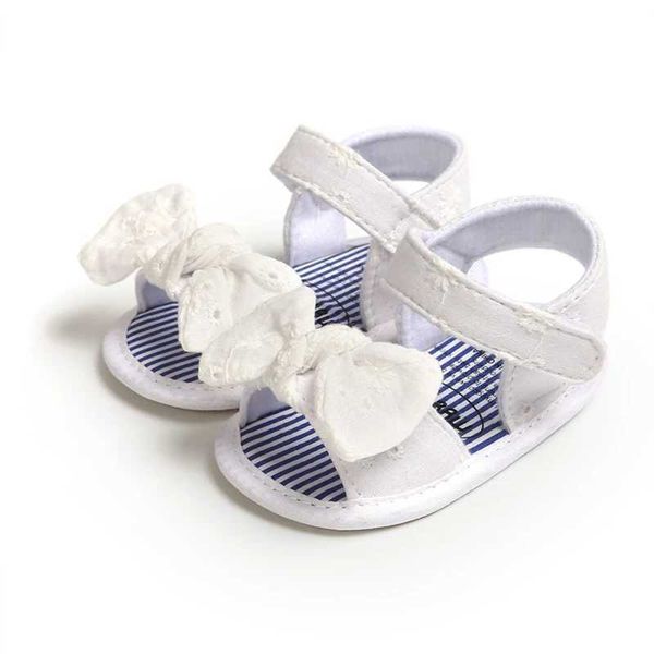 Sandalen Sommerbaby Schuhe Mädchen Sandalen atmungsaktiv nicht schlupfgestreifte Sandalen weiche Sohlen Kleinkinder Erste Walker 0-18 Monate alte alte 240429