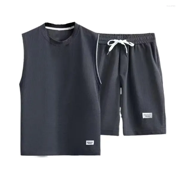 Traccetti da uomo Fine Workmanship Activewear Active Active Summer Casual Outfit Set Shorts Shorts Wide Leg Shorts con due brani