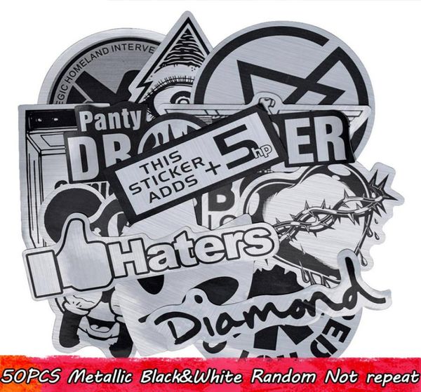 50 PCs adesivos de metal decalques de carro para todos os adesivos de graffiti decorativo de laptop de graffiti DIY Creativ5146085