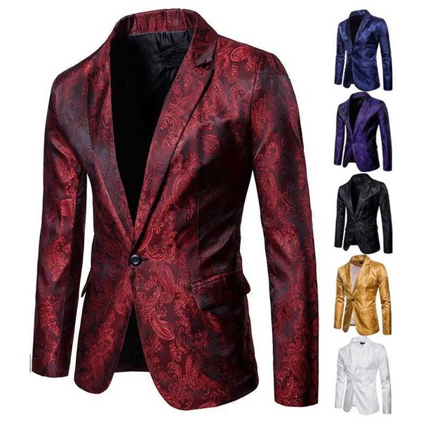 Giacche da uomo abita da uomo abita da sposa abito da festa bar night club club blazer tops luminose abito paisley blazer fashion maschi t240428